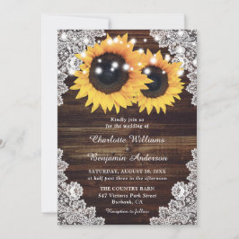 Rustikale Hochzeit von Country Wood Lace Sunflower Einladung