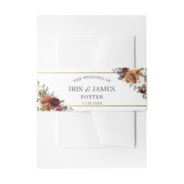 Rustikale Hochzeit von Elfenbein, Burgund, Orange, Einladungsbanderole