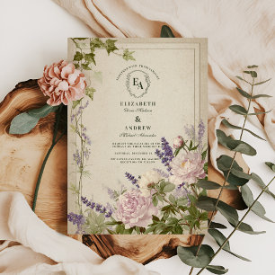 Rustikale Hochzeit von Fern und Weiß-Blume Einladung