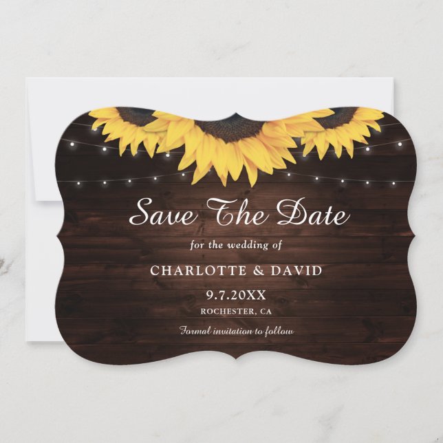 Rustikale Hochzeit von Holz Burlap Hearts Sonnenbl Save The Date (Vorderseite)