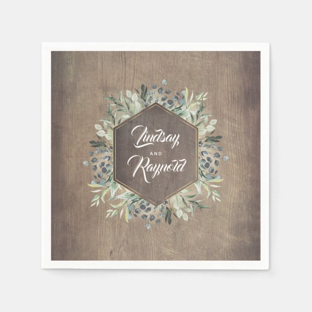 Rustikale Hochzeit von Holz und Grün Serviette (Vorderseite)