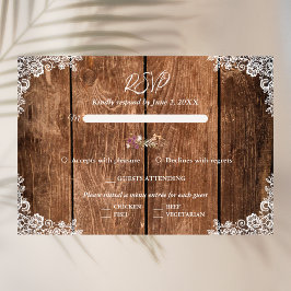 Rustikale Hochzeit von Holz und Spitzen RSVP Karte