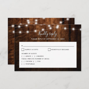 Rustikale Hochzeit von Holz und Streichellicht RSVP Karte