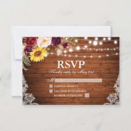 Rustikale Hochzeit von Holzstreichen RSVP Karte
