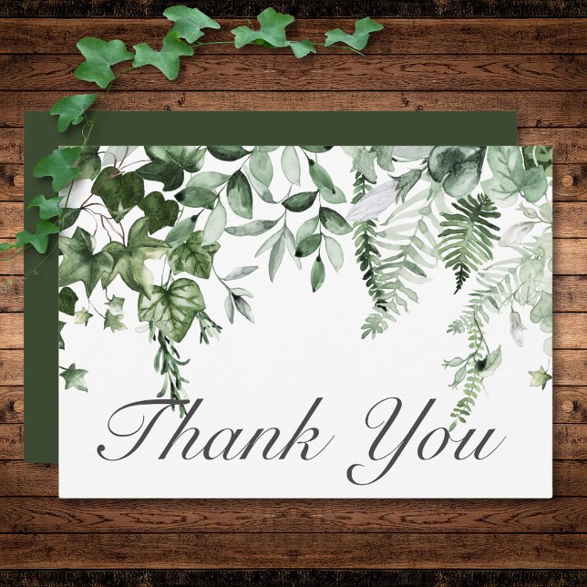 Rustikale Hochzeit von Ivy & Sage Grüne Dankeskarte (Rustic Ivy & Sage Greenery Green Wedding Thank You Card)