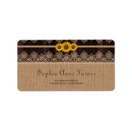 Rustikale Hochzeit von Lace Burlap Wood Adressaufkleber
