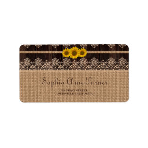 Rustikale Hochzeit von Lace Burlap Wood Adressaufkleber