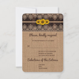 Rustikale Hochzeit von Lace Burlap Wood RSVP Karte