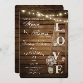 Rustikale Hochzeit von Ladder and Lights Liebe Einladung