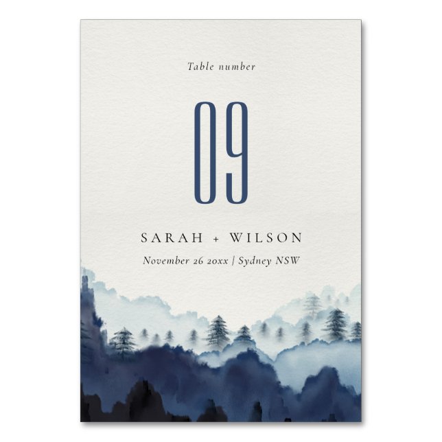 Rustikale Hochzeit von Pinienwäldern Tischnummer (Vorderseite)