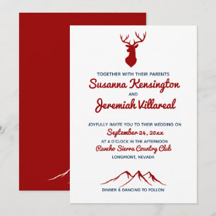 Rustikale Hochzeit von Red Blue Buck Deer Country  Einladung