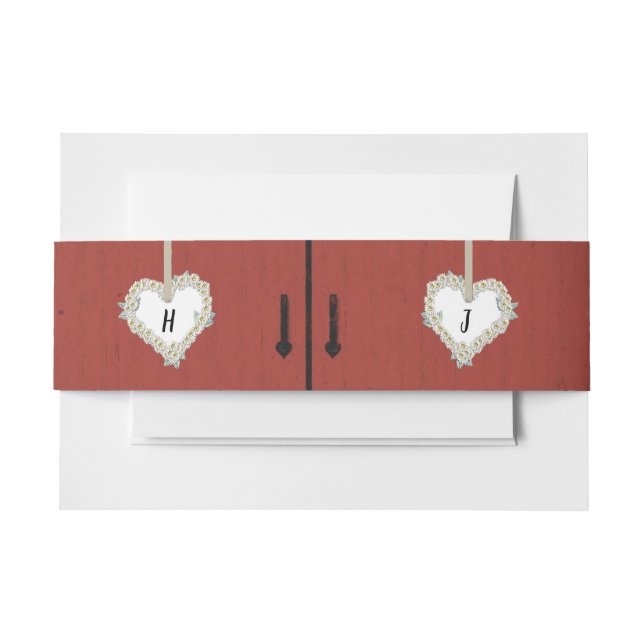 Rustikale Hochzeit von Rotem Stall und Milchinseln Einladungsbanderole (Vorderseite Beispiel)