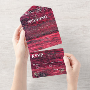 Rustikale Hochzeit von Rotholz All In One Einladung
