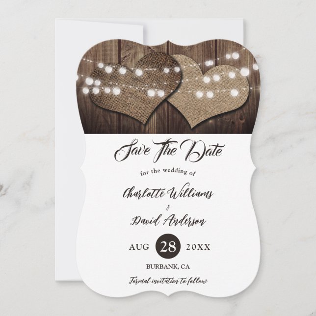 Rustikale Hochzeit von Stallenholz Save The Date (Vorderseite)