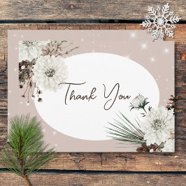 Rustikale Hochzeit von Tan Pine Winter Sparkle Dankeskarte
