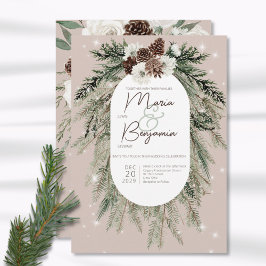 Rustikale Hochzeit von Tan Pine Winter Sparkle Einladung