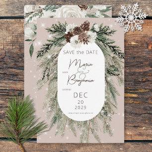 Rustikale Hochzeit von Tan Pine Winter Sparkle Save The Date