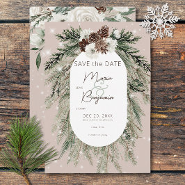 Rustikale Hochzeit von Tan Pine Winter Sparkle Save The Date