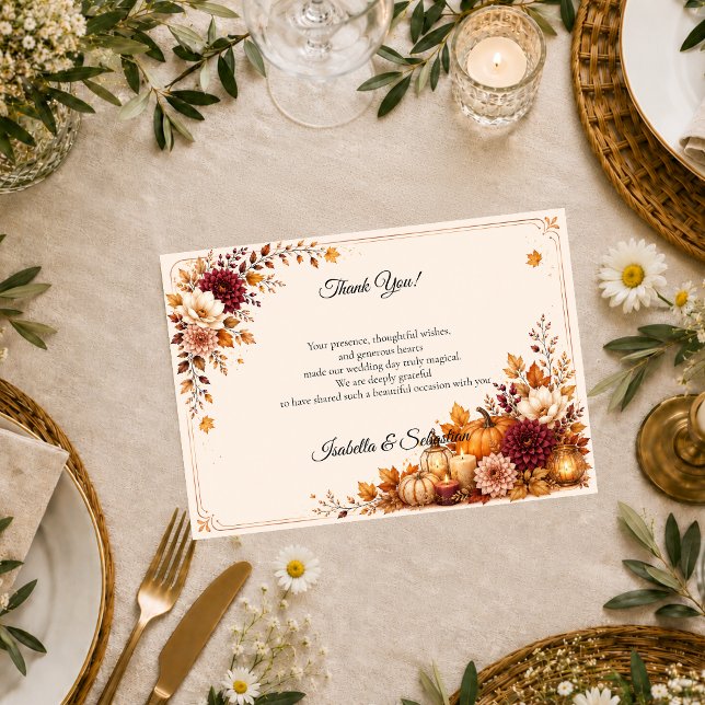 Rustikale Hochzeit zur Erntezeit Dankeskarte (Von Creator hochgeladen)