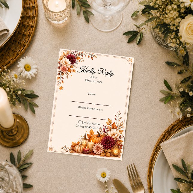 Rustikale Hochzeit zur Erntezeit RSVP Karte (Von Creator hochgeladen)