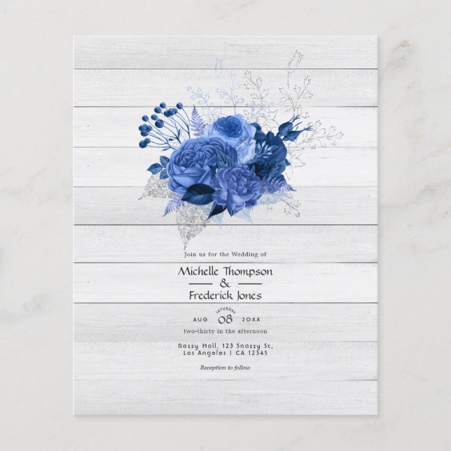 Rustikale Hochzeit zwischen Royal Blue und Silver  Flyer (Vorne)