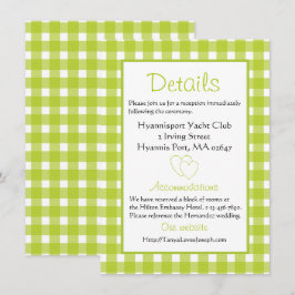 Rustikale Hochzeitdetails Gingham Green Kariertes  Einladung