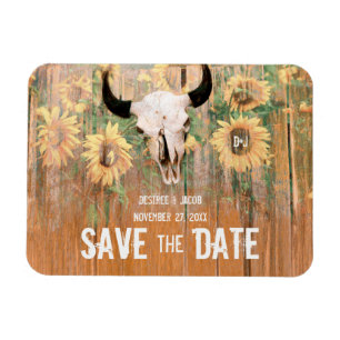 Rustikale Hochzeiten Sonnenblumen Bull Skull Save  Magnet