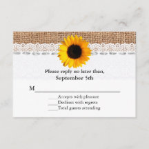 Rustikale Hochzeitkarte für Burlap und Sonnenblume