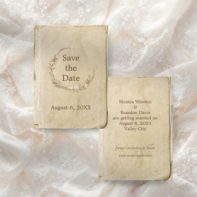 Rustikale Hochzeitkarte mit altem Papier Save the  Date (Von Creator hochgeladen)