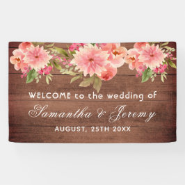Rustikale Hochzeitkorallenmauer Dahlia Blume braun Banner