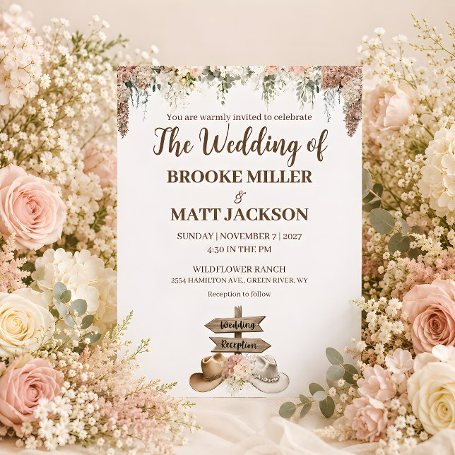 Rustikale Hochzeits-Einladung mit floralen Element (Softly Spoken Rustic Floral Wedding Invitation)