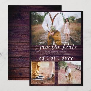 RUSTIKALE Hochzeits-Fotocollage "Save the Date" Li Einladung