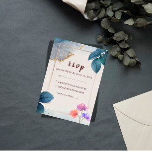 Rustikale Hochzeits-RSVP-Karte mit Blumenmotiv RSVP Karte