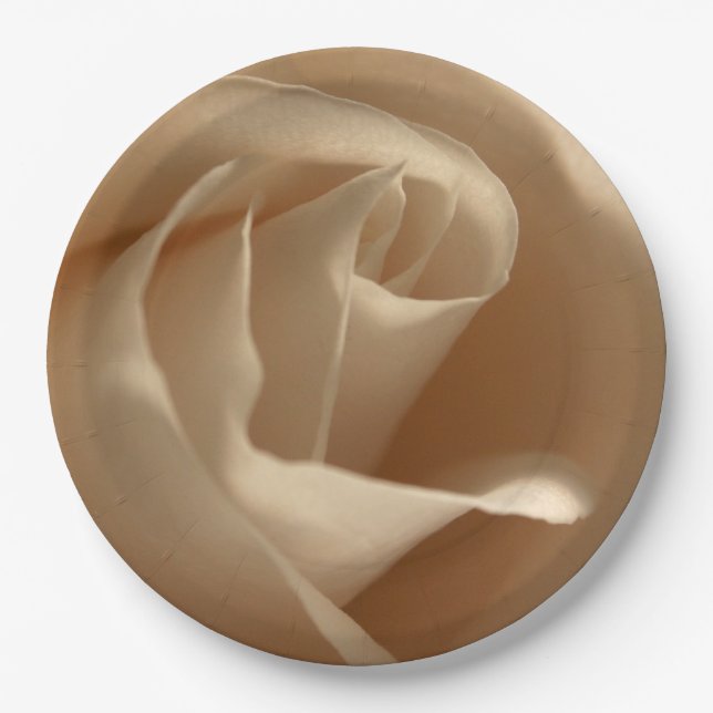 Rustikale Hochzeitscreme-Rose Fallen Blumenbeauty Pappteller (Vorderseite)