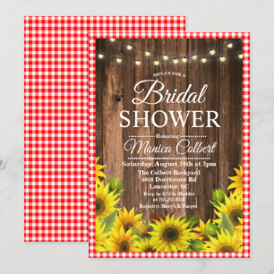 Rustikale Hochzeitsdusche BBQ Sonnenblume Einladun Einladung
