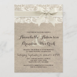 Rustikale Hochzeitseinladung | Burlap Lace Bow Loo Einladung