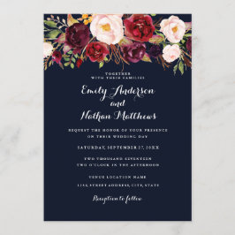 Rustikale Hochzeitseinladung der Marine Burgund Einladung