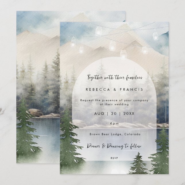 Rustikale Hochzeitseinladung Einladung (Vorne/Hinten)