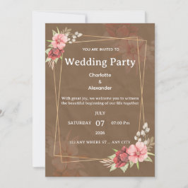 Rustikale Hochzeitseinladung im Floraldesign mit r Einladung