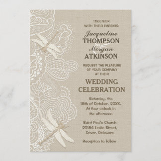 Rustikale Hochzeitseinladung in Burlap und Lace Einladung