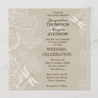 Rustikale Hochzeitseinladung in Burlap und Lace Einladung