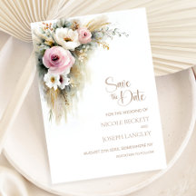 Rustikale Hochzeitseinladung mit rosa und weißen B
