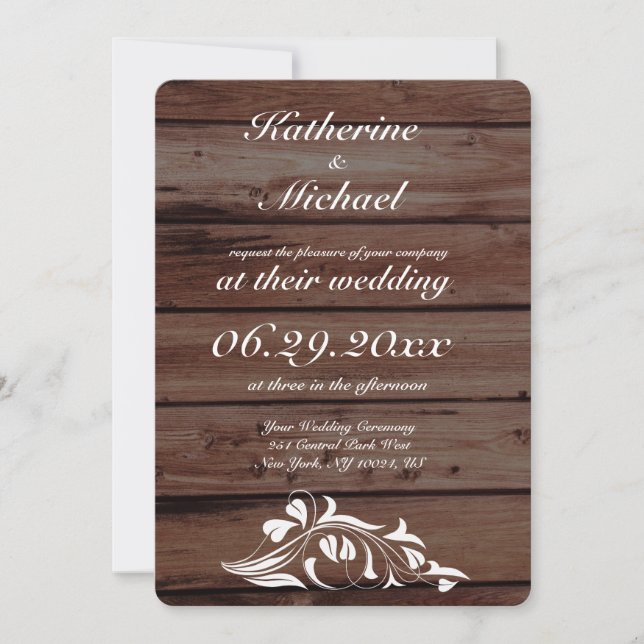 Rustikale Hochzeitseinladungen Einladung (Vorderseite)