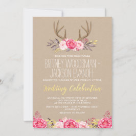 Rustikale Hochzeitseinladungen für Peony and Deer Einladung