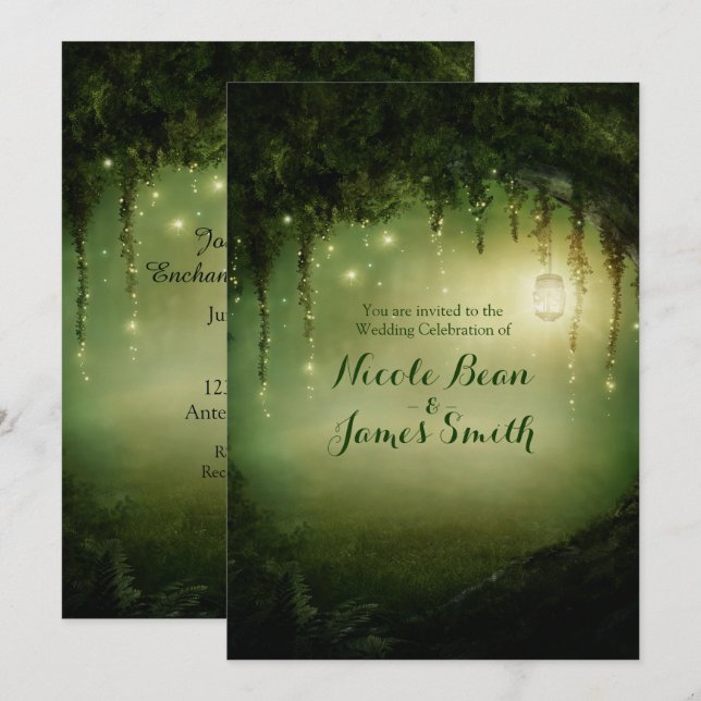 Rustikale Hochzeitseinladungen in verzaubertem Wal Einladung (Vorne/Hinten)