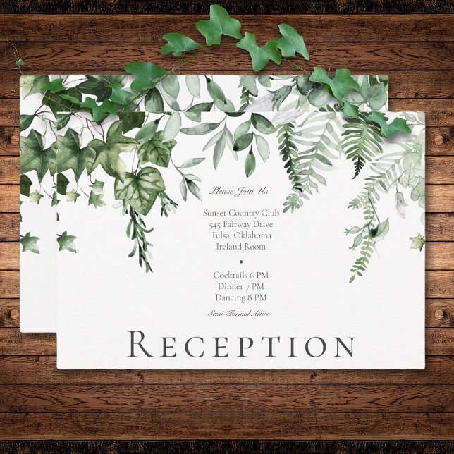 Rustikale Hochzeitsempfang im Grünen Begleitkarte (Rustic Ivy & Sage Greenery Wedding Reception Enclosure Card)