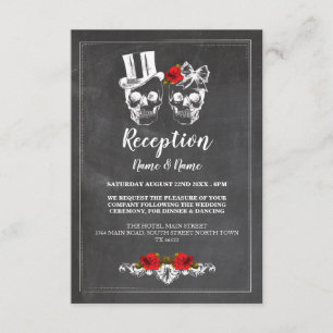 Rustikale Hochzeitsempfangskarten Skulls Rose Chal Begleitkarte