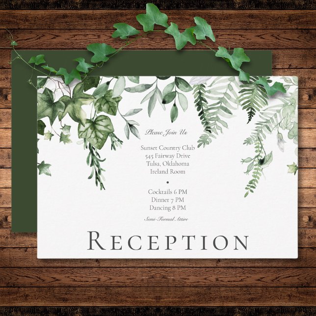 Rustikale Hochzeitsempfehlung für Ivy & Sage Grüne Begleitkarte (Rustic Ivy & Sage Greenery Green Wedding Reception Enclosure Card)