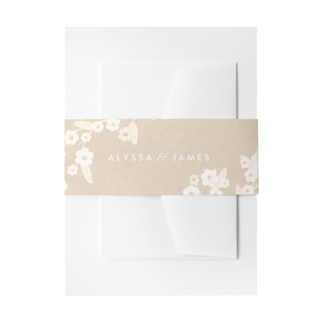 Rustikale Hochzeitsfeier | Ecru Einladungsbanderole (Vorderseite Beispiel)