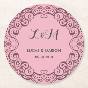 Rustikale Hochzeitsfeier mit Lila Blumenwirl Runder Pappuntersetzer